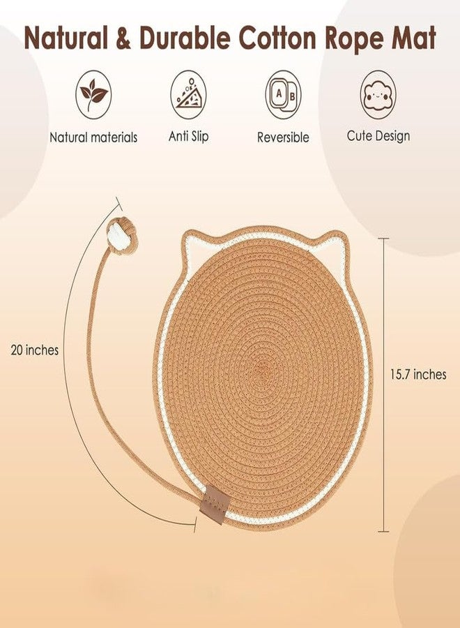 Luxoper Cat Scratch Mat Cotton Rope Cats Scratcher Pad with Catnip Ball, Round Floor Wall Hanging Cat Scratch Board and Furniture Protector for Sofa Couch Carpet - Image 2